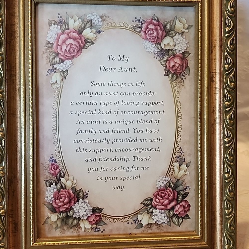 Sentimental Dear Aunt Framed Picture With A Precious Meaning! Great gift idea!